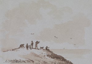 Observateurs sur une colline surplombant la mer