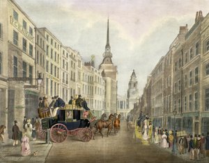 Le Carrosse de Cambridge quittant la Cour de Belle Sauvage, Ludgate Hill - James Pollard