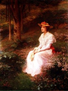 Dame élégante assise dans les bois - James R. Lee