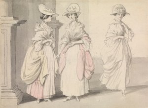 Trois dames debout sur une terrasse - James Roberts