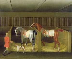 Les Écuries et Deux Chevaux de Course Célèbres appartenant à Son Excellence, le Duc de Bolton, 1747