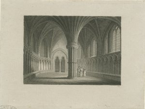 Intérieur de la cathédrale de Lichfield - Salle Capitulaire (gravure sur acier)