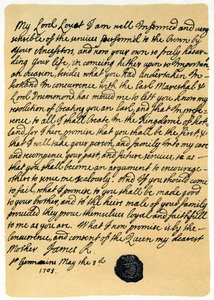 Lettre de James Edward Stuart à Simon Fraser, Lord Lovat, Saint-Germain, 3 mai 1703