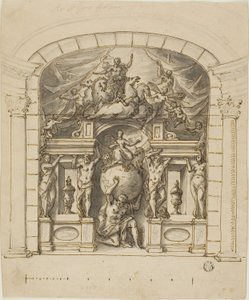Conception pour un décor de scène (Hampton Court) avec des figures mythologiques