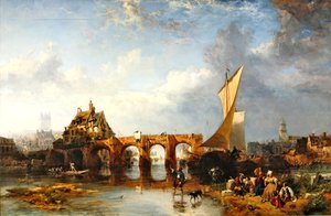 Le Pont des Treilles sur la rivière Maine à Angers - James Vivien de Fleury