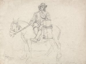 Un ouvrier agricole en selle, portant une urne - James Ward