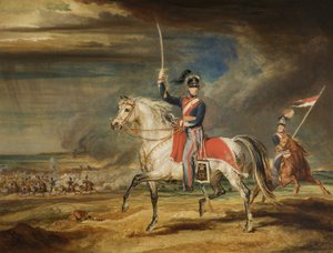 Sir John Leicester, Bt, exerçant son régiment de Cheshire Yeomanry sur les sables à Liverpool, 1824 - James Ward