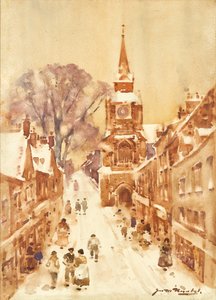 Scène de rue en hiver
