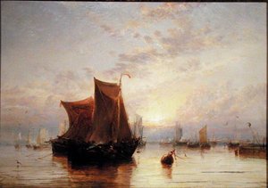 Bateaux Néerlandais Calmes au Lever du Soleil - James Webb
