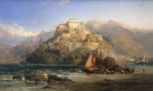 Vue de Saint-Sébastien (Espagne), au centre, le mont Urgull et les bâtiments du château de Santa Cruz de la Mota - James Webb