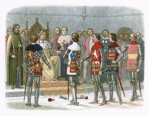 Arundel, Gloucester, Nottingham, Derby et Warwick devant le roi Richard II - James William Edmund Doyle