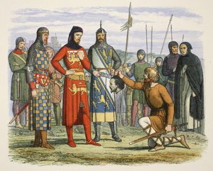 La tête de Gaveston montrée au Comte de Lancaster, de A Chronicle of England BC 55 to AD 1485, pub. Londres - James William Edmund Doyle