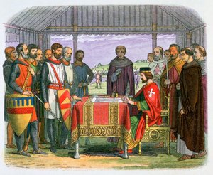 Illustration du roi Jean signant la Magna Carta - James William Edmund Doyle