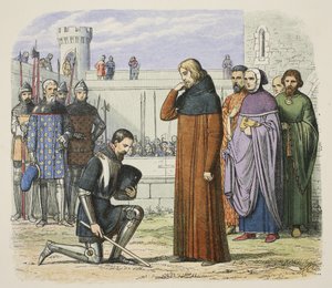 Rencontre de Richard II et Henry Bolingbroke où Henry réclame le trône, de A Chronicle of England BC 55 to AD 1485, pub. Londres