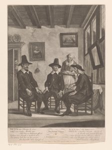 Trois hommes en consultation tandis qu