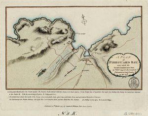 Plan de la baie de Fishguard où les Français ont débarqué 1200 hommes le 22 février 1797 et se sont rendus prisonniers à Lord Cawdor le 24 - James and Laurie Robert (1755 1836) Whittle