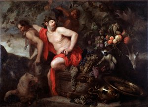 La Récolte de Silène (Récolte de Silène) Peinture de Jan Roos (1591-1638) Dim 175x250 cm Gênes, Musei di Strada Nuova (ex Palazzo Bianco) - Jan Roos