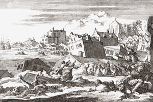 Tremblement de terre de 1692 à Port Royal, Jamaïque. - Jan (after) Luyken
