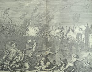 Maastricht, Pays-Bas, est saccagée par le Prince de Parme - Jan (after) Luyken