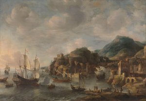 Navires néerlandais dans un port étranger - Jan Abrahamsz. Beerstraten