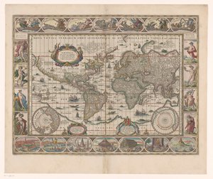 Carte du monde avec bordures décoratives - Jan Aertse van den Ende