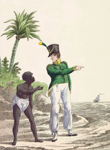 Soldat colonial néerlandais avec un homme noir - Jan Anthonie (after) Langendijk Dzn