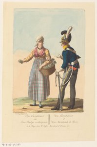 Soldat de cavalerie et une vendeuse de radis - Jan Anthonie Langendijk Dzn