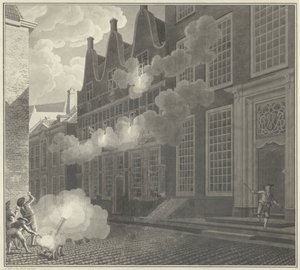 Bombardement de la maison de Lucas van Steveninck, 1787 - Jan Arends (signed by artist)