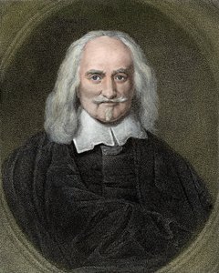 Portrait de Thomas Hobbes (1588-1679) philosophe anglais. Gravure en couleur du XIXe siècle