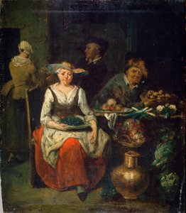 Chez un primeur, vers 1700-1730. Peinture flamande - Jan Baptist Lambrechts