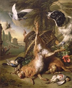 Nature morte avec gibier mort et lièvres
