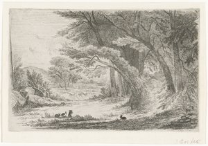 Lisière de forêt avec des lapins - Jan Bos Wz. (signed by artist)