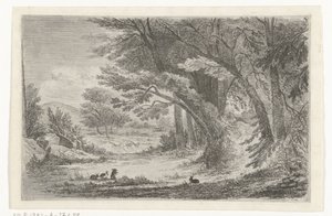 Lisière de forêt avec des lapins - Jan Bos Wz.