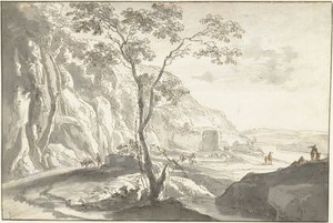 Paysage montagneux avec figures