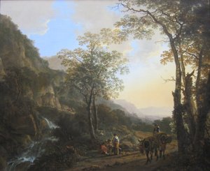Néerlandais : Paysage de montagne méridionale avec bergers au repos Paysage à l