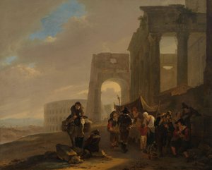 Scène de rue avec ruines romaines - Jan Both