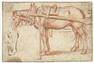 Cheval devant une charrette et une tête de cheval - Jan Brueghel (I)