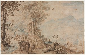 Paysage avec voyageurs
