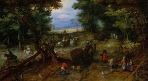 Un chemin forestier avec des voyageurs, 1607