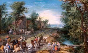 Scène de route avec voyageurs et bétail, début XVIIe siècle - Jan Brueghel the Elder