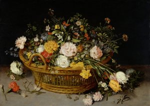 Un panier de fleurs, probablement années 1620