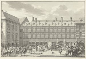 Émeutes lorsque les députés de Dordrecht passent par la porte du Stadhouder au Binnenhof, 1786 - Jan Bulthuis