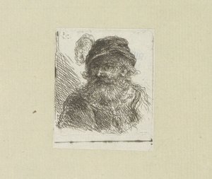 Homme barbu avec un chapeau à plumes - Jan Chalon