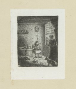 Intérieur avec homme lisant - Jan Chalon