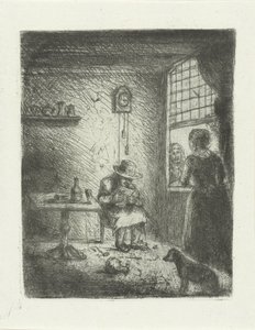 Intérieur avec homme lisant - Jan Chalon