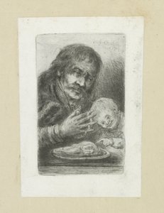 Homme et enfant à la table à manger - Jan Chalon