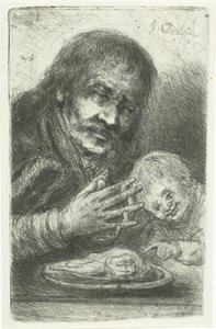 Homme et enfant à la table à manger - Jan Chalon