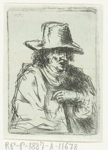 Homme avec un haut-de-forme et une canne - Jan Chalon