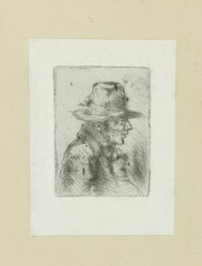 Homme avec un haut-de-forme, vers la droite - Jan Chalon