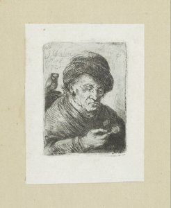 Vieil homme avec des lunettes et un hibou - Jan Chalon